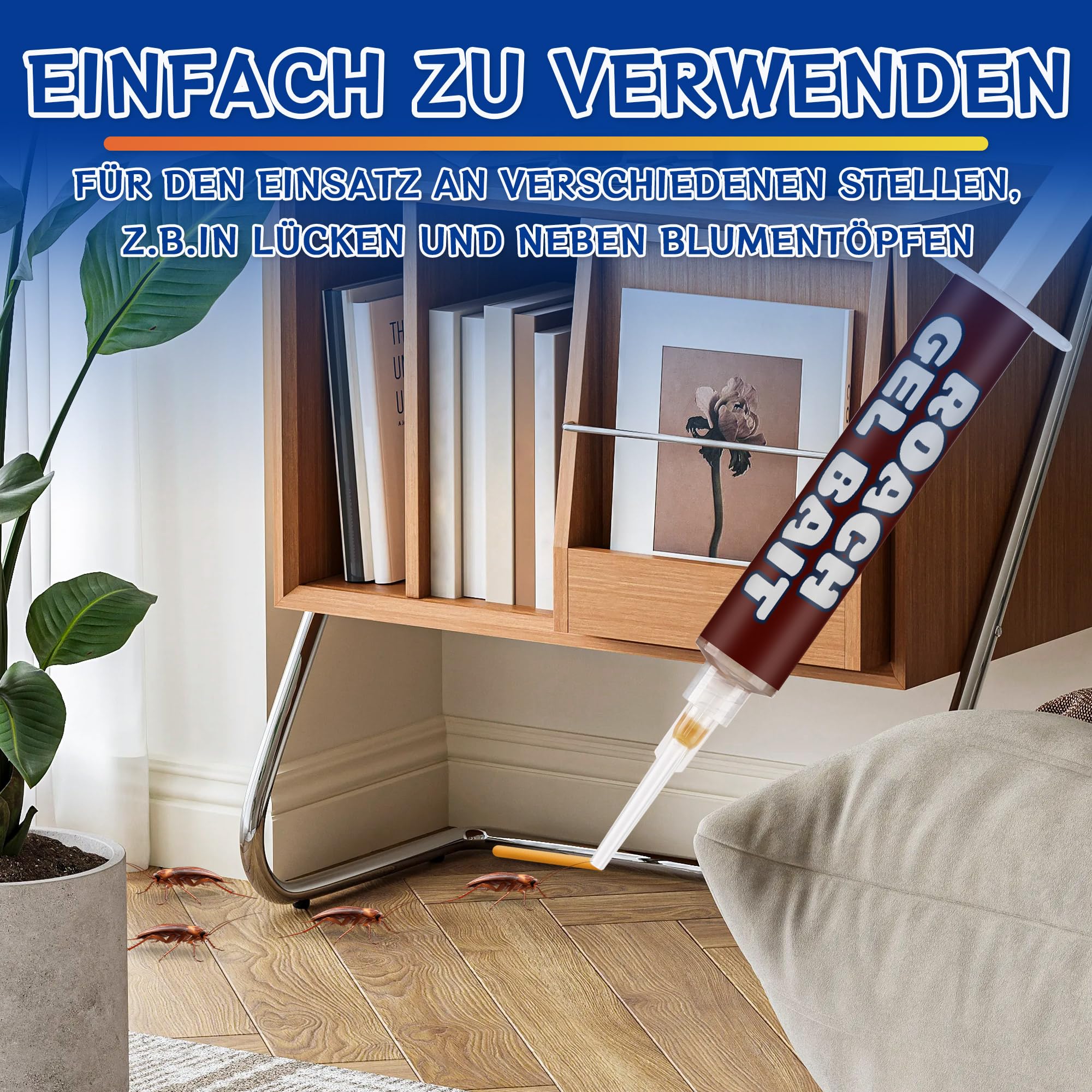 6 Stück Neues Upgrade Küche-Kakerlaken-Gel, Enthält 60 Aufkleber, für Küchen, Wohnzimmer und den Außenbereich(15 Gramm)