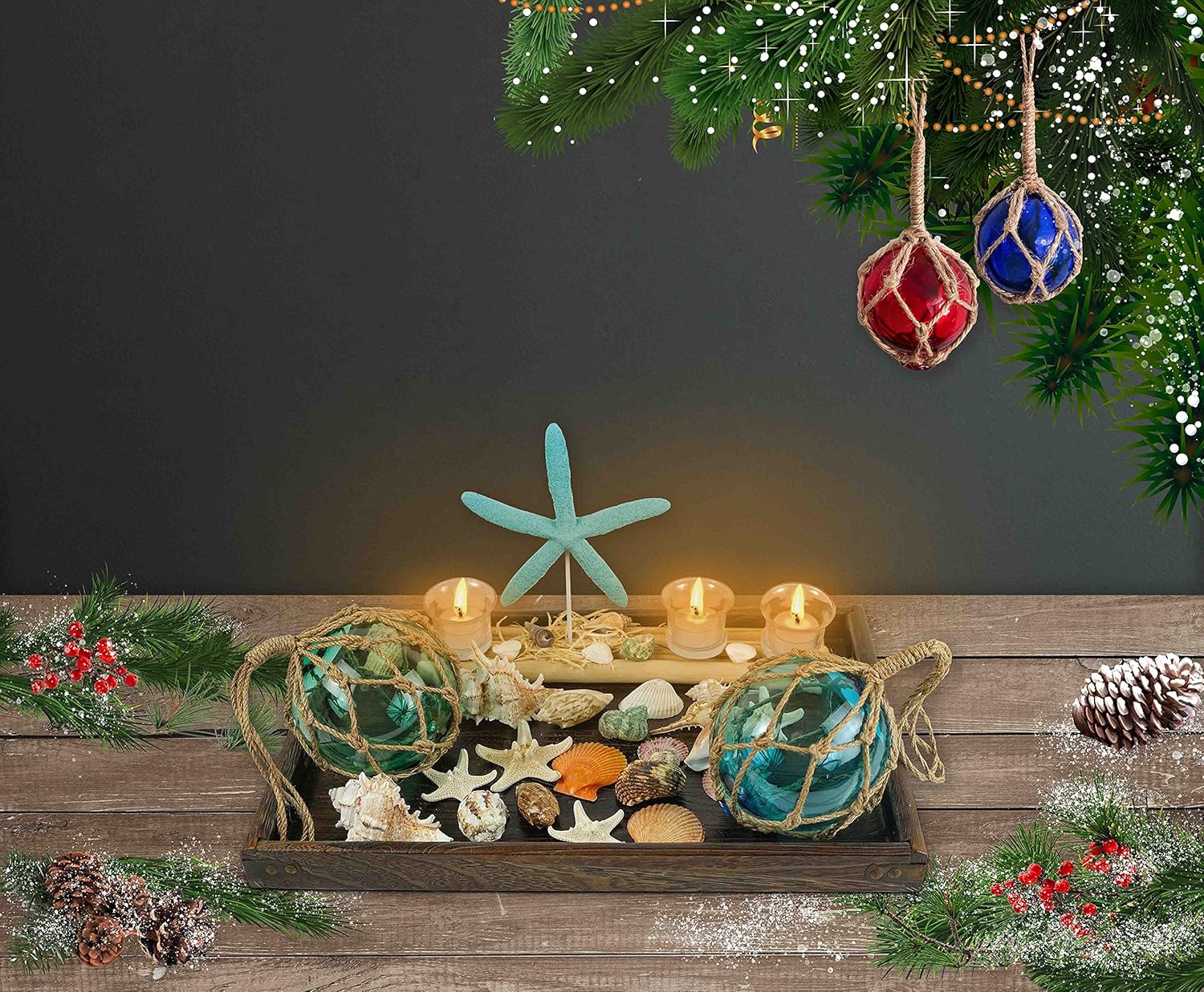 SAILINGSTORY Glass Fishing Float 5" Beach Coastal Decorative Ball for Centerpiece Bowl Glass Fishing Buoy Nautical Decor Ocean Decor Set of 4 Pack : Home & Kitchen