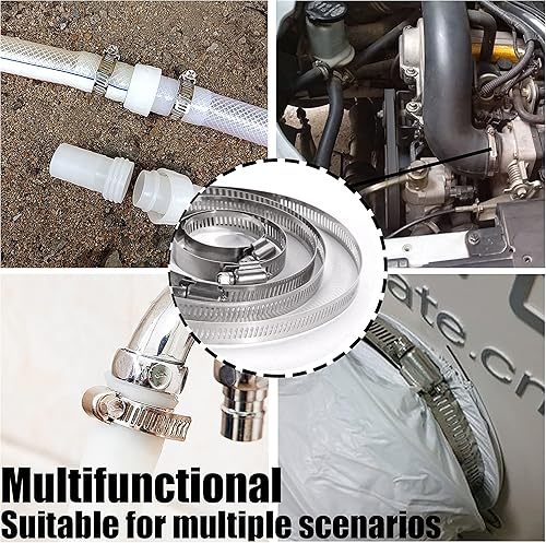 Miniatura 6 de Kit de abrazaderas de manguera de acero inoxidable 304 para bricolaje, correa de metal cortada a medida de 66 pies + 50 sujetadores, abrazaderas de