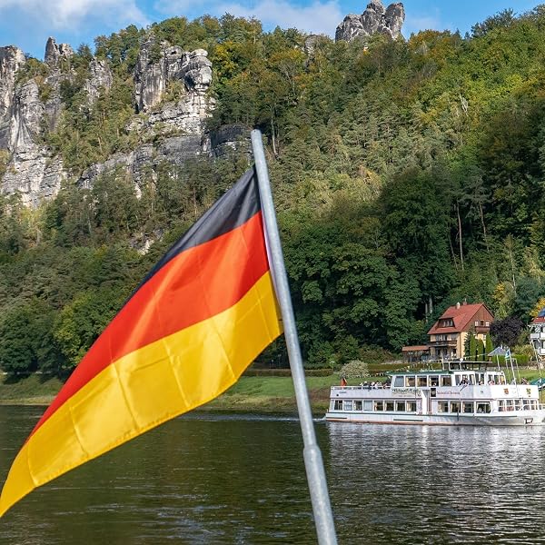 Runesol Deutschland flagge 3x5, 91x152cm, Deutschland Banner 4 Ösen, Messingöse in jeder Ecke, Weltmeisterschaft, Deutsch, Premium Fahnen, Wasserdicht, Innen, Außen, Fasching - 5