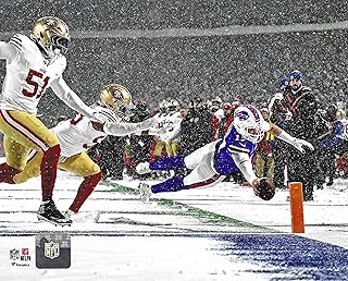 Buffalo Bills Quarterback Josh Allen Leaps Into The End Zone During a Game In The 2024 Season 8x10 Action Photo Picture -Officially Licensed NFL Collectible Matte Print for Fans & Memorabilia Collectors | Football Wall Art