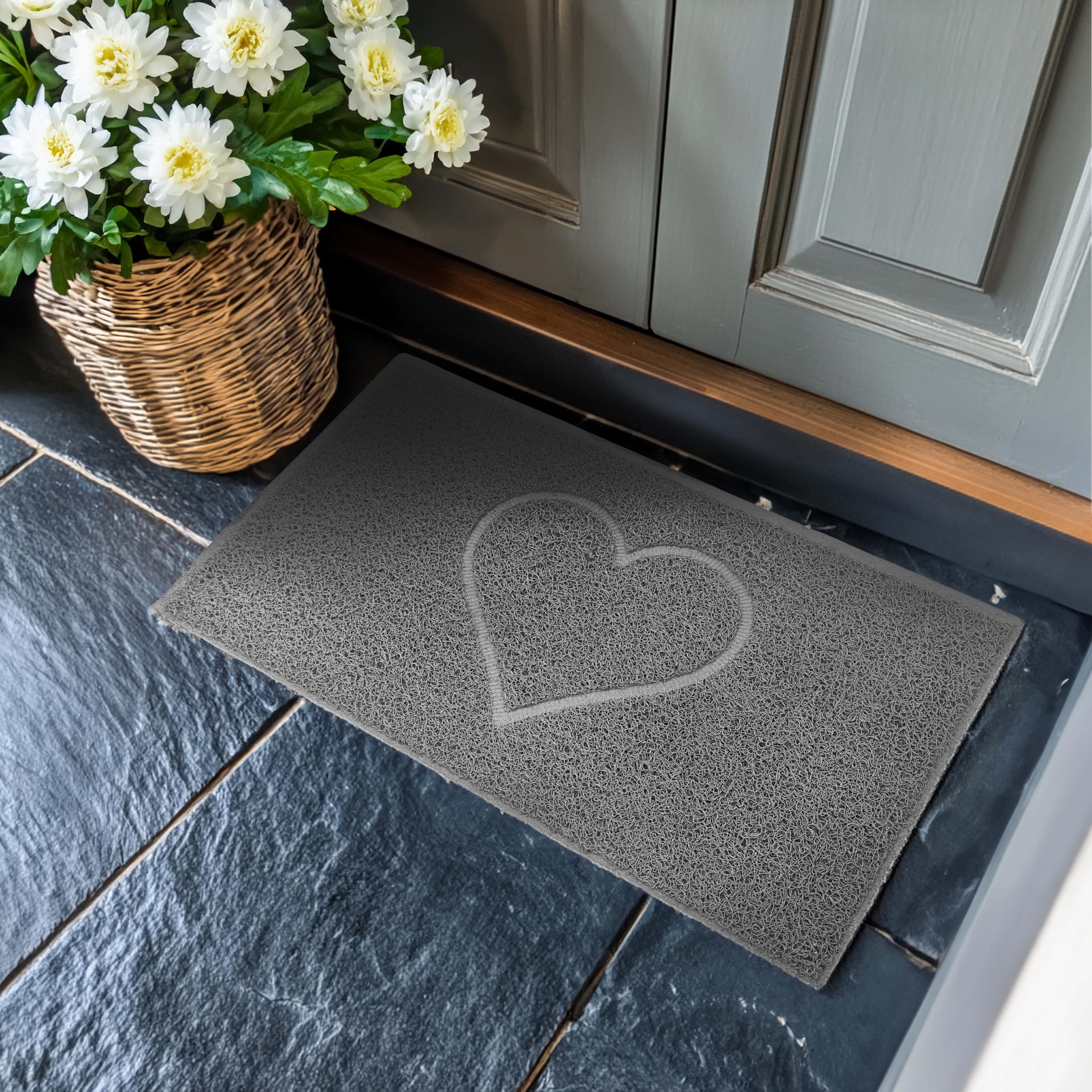 Nicoman - Zerbino trapuntato a forma di diamante, con struttura aperta, per uso esterno, solo spaghetti, grigio, 75 x 44 cm