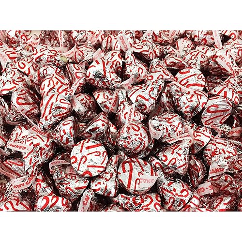 Miniatura 1 de Hersheys Kisses Candy Cane Christmas Edition 4 libras caramelos envueltos individualmente dulces a granel con imán Queen Jax para refrigerador