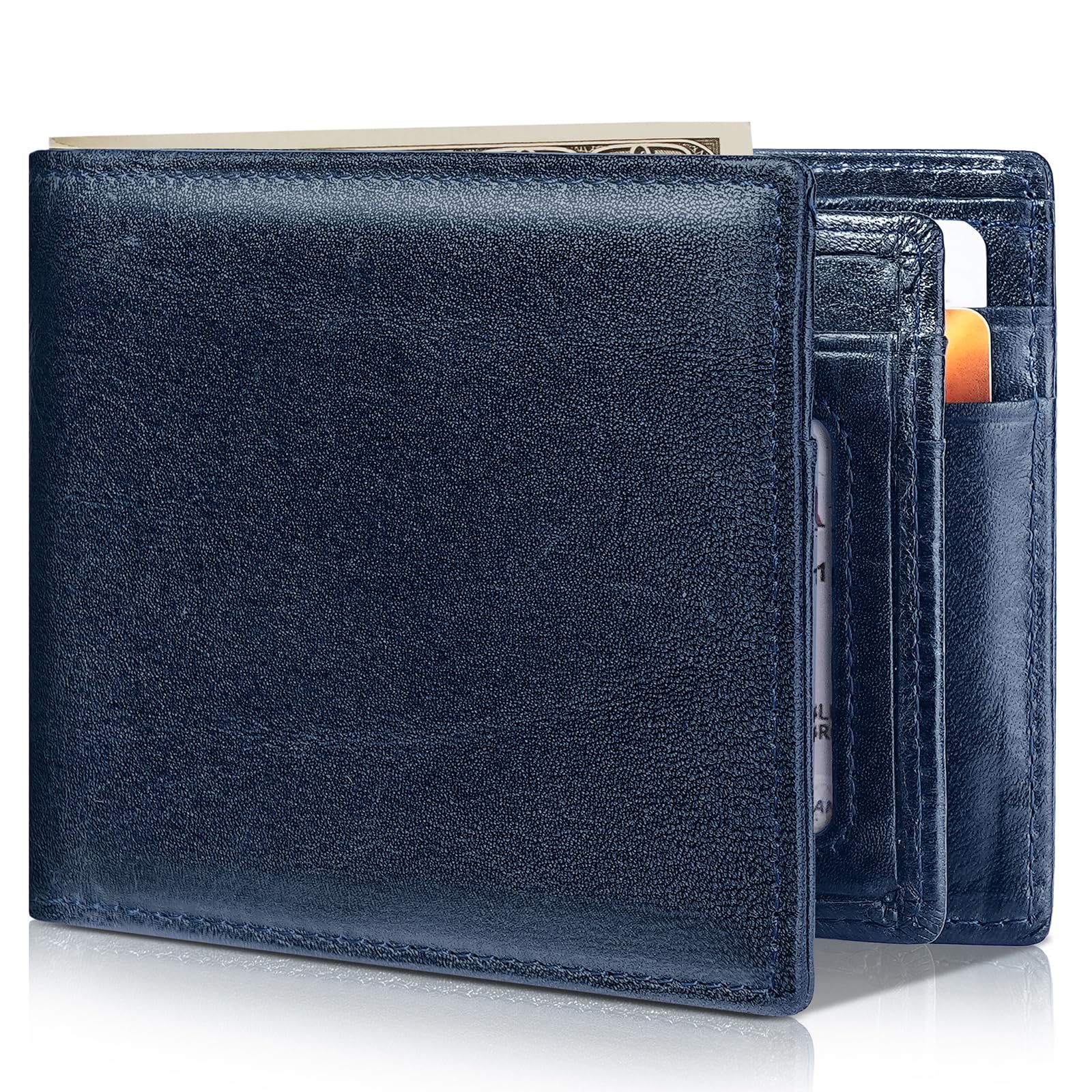 Artpaxy Mens Wallet Bifold Genuine Leather RFID Blocking Wallet for Men with 1 ID Windows 13 Card Holders 2 cash pockets 1 Gift Box