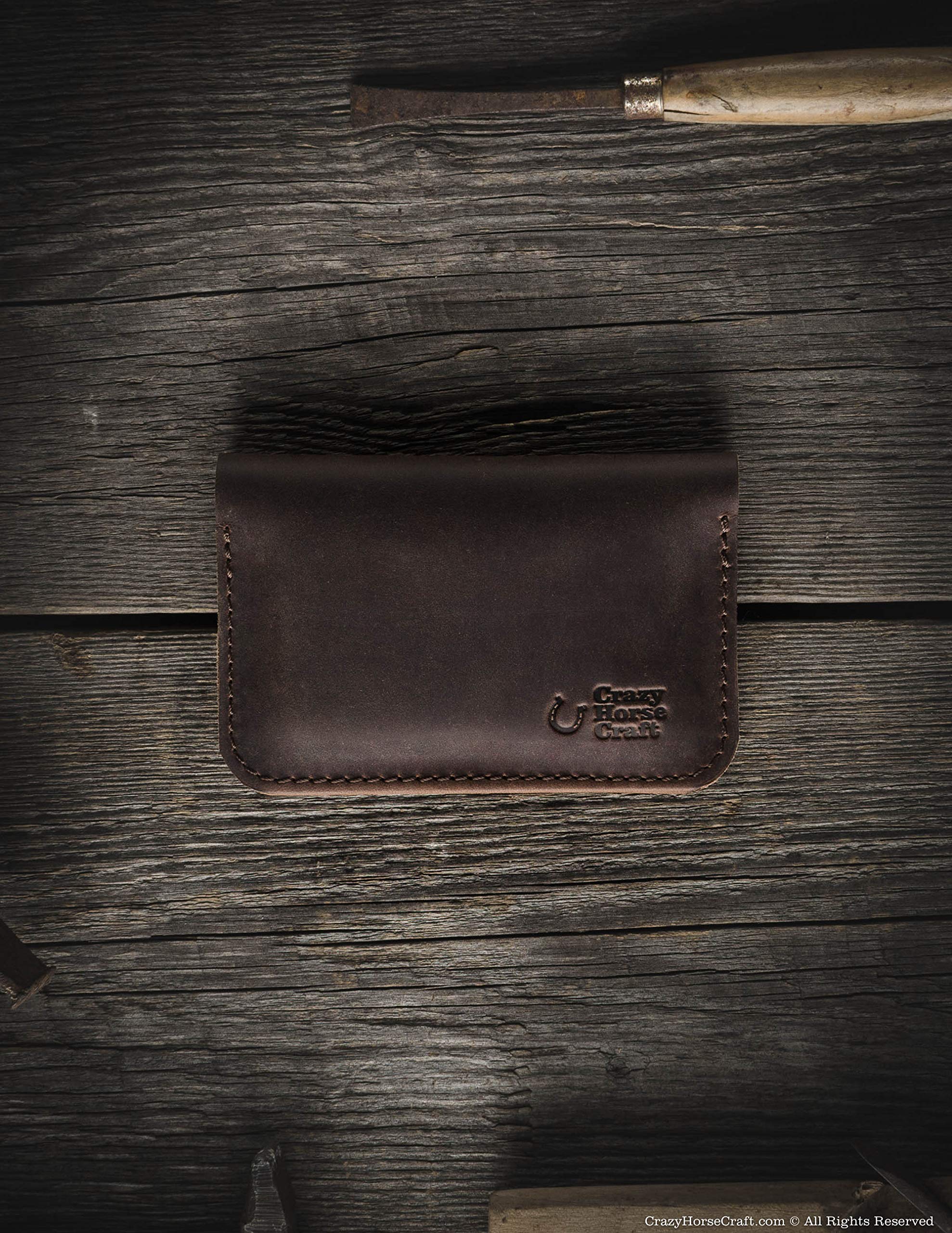 Crazy Horse Craft Kartenetui Leder Herren Damen, Slim Kartenhalter Wallet | Schlankes Portemonnaie aus echtem Rindsleder für viele Karten; flach und leicht, handgefertigt in Europa, Geschenkidee