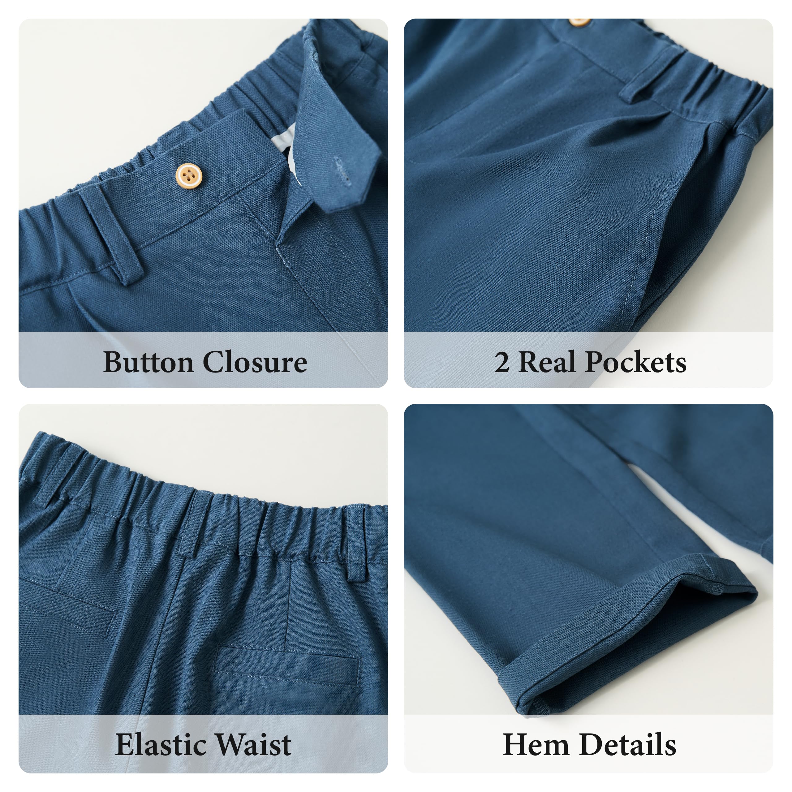 LOLANTA 4PCS Traje de Boda para PAJE Niño, Conjunto de Chaleco y Pantalón Lino para Niños, Ropa de Bautizo Ceremonia Fiesta, Chaleco+Pantalón+Camisa+Pajarita