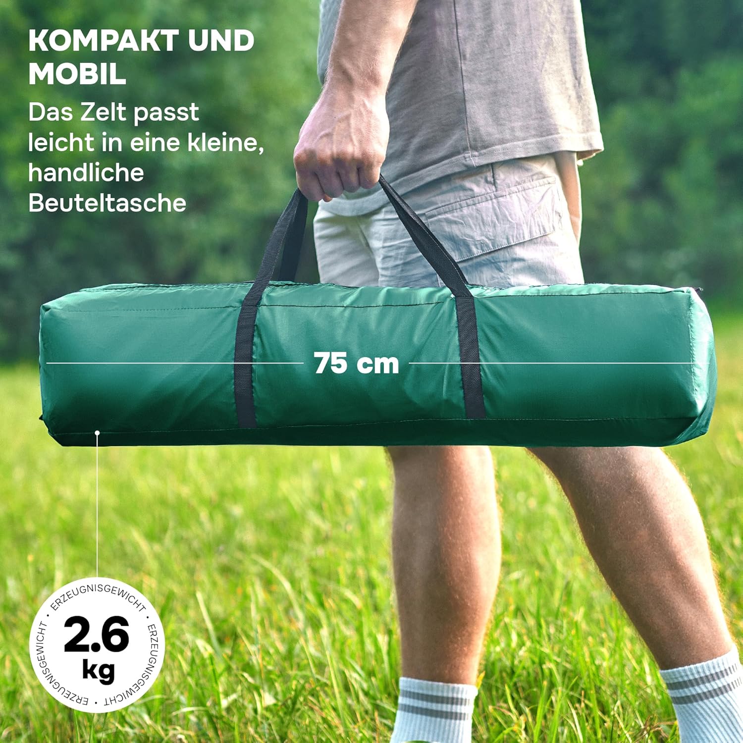 Zelt 2-3 Personen - Wurfzelt Wasserdicht - Automatik Pop Up Zelt - 200x200x135cm Trekkingzelt - Schnellaufbau Camping Igluzelt - Leicht Campingzelt - Trekking & Festival Kuppelzelt – Bild 6