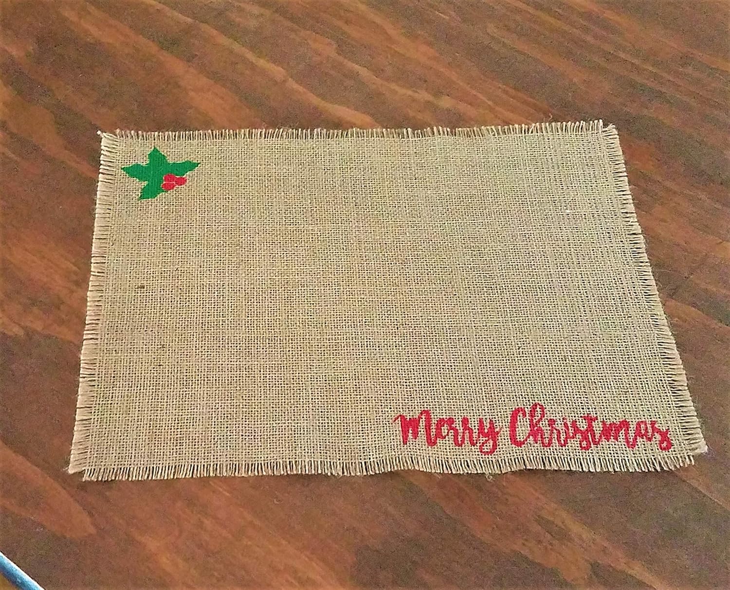 Merry Christmas Placemats, Burlap Christmas Placemats