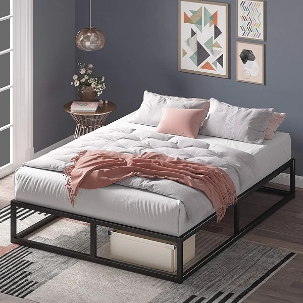 Zinus Joseph 10 Inch Metal Platforma Bed Frame/Mattress Foundation/Wood Slat Support/No Box Spring Needed/Sturdy Steel Structure, Queen, Black