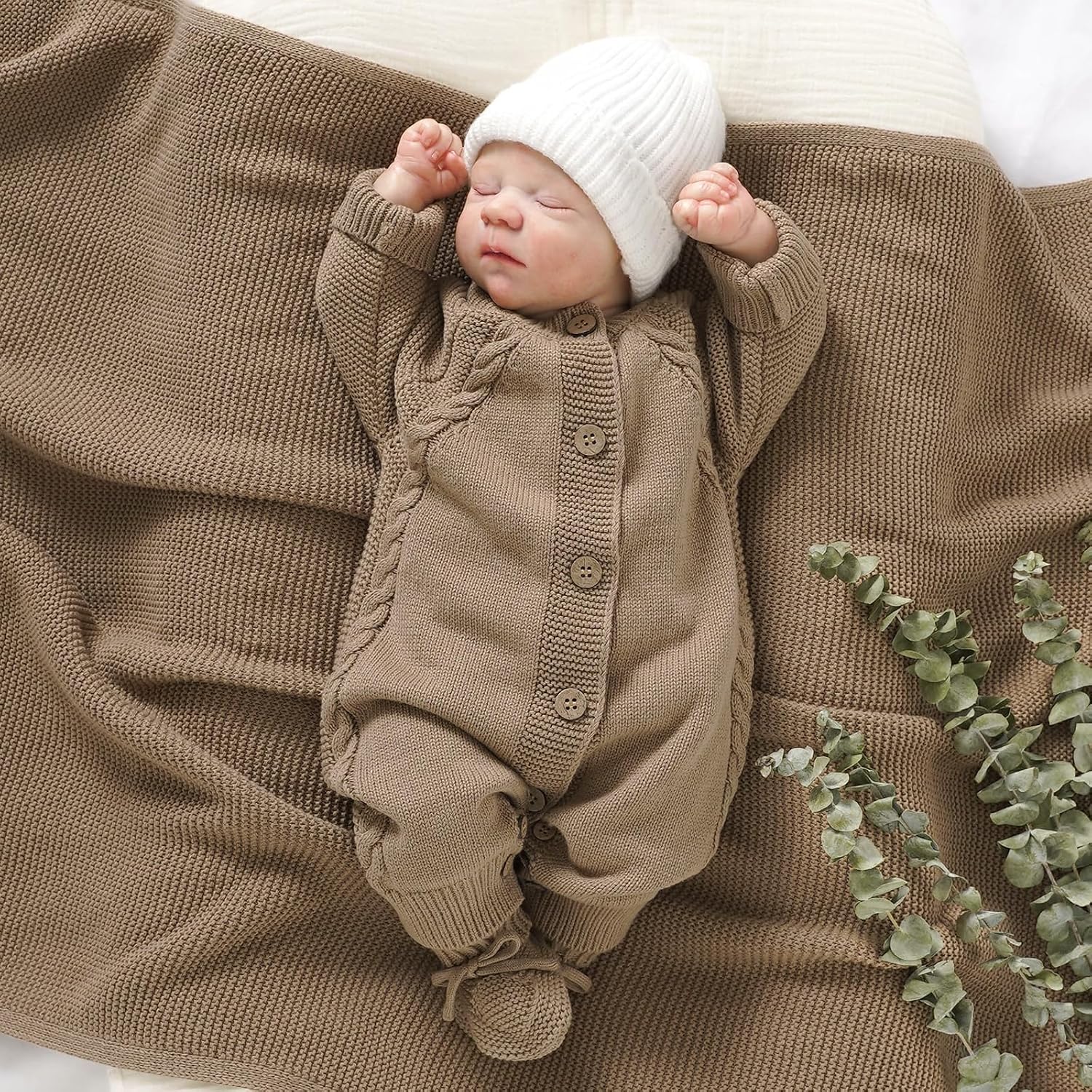 Avibae Baby Cotton Three-Piece Set, Outfit, Blanket and Shoes, Cozy Gift for Newborn Infant Boys and Girls