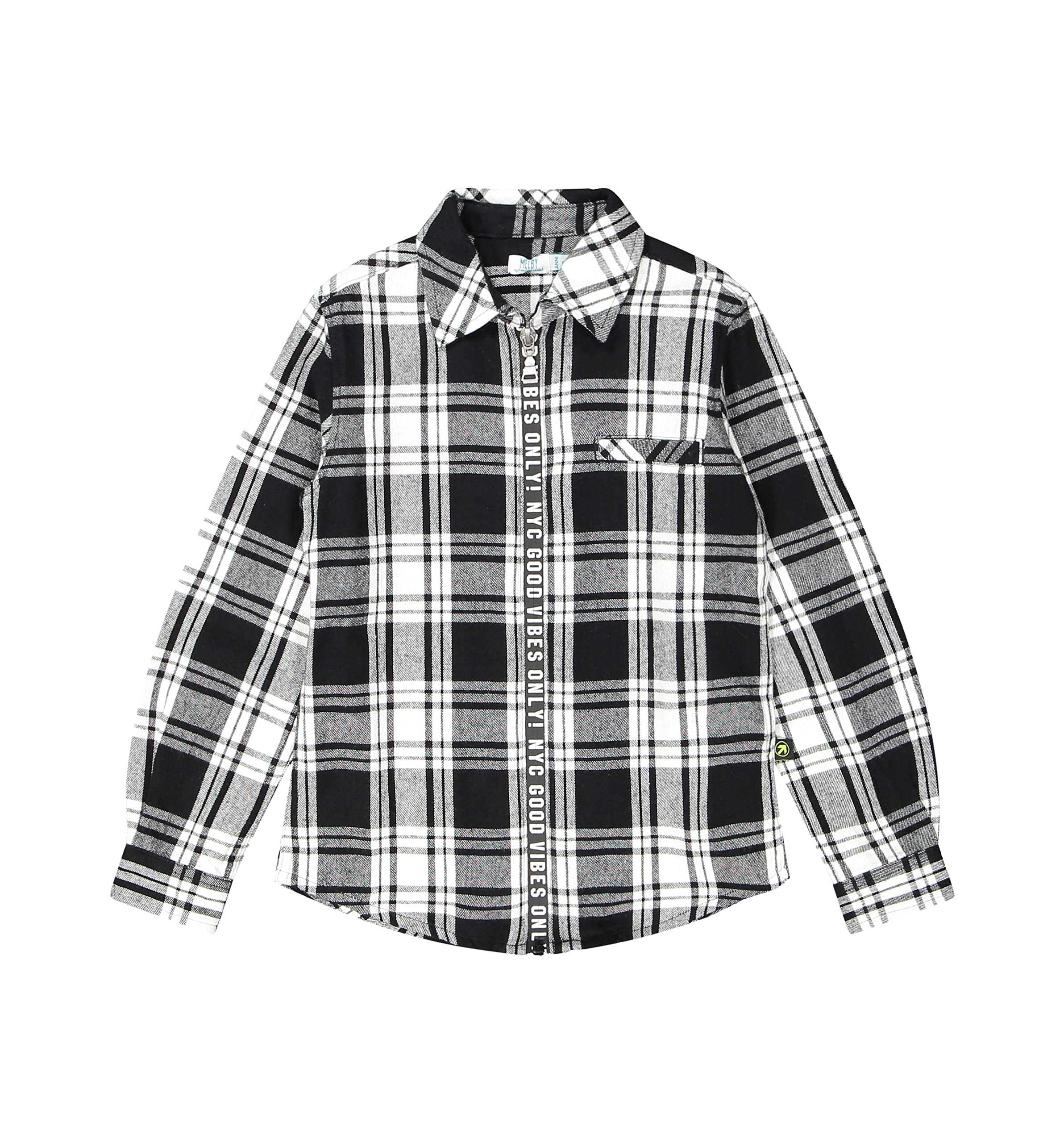 Melby, Camisa de cuadros con estampado negro, multicolor, 4 años