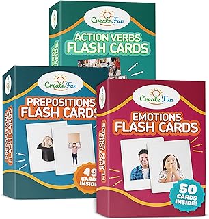 149 Prepositions, Emotions & Action Verbs Flash Cards Set - Educational Photo Cards with Learning Games for Toddlers, Kids, Adults, Seniors, Preschool Prep, Speech Therapy and ESL Teaching Materials