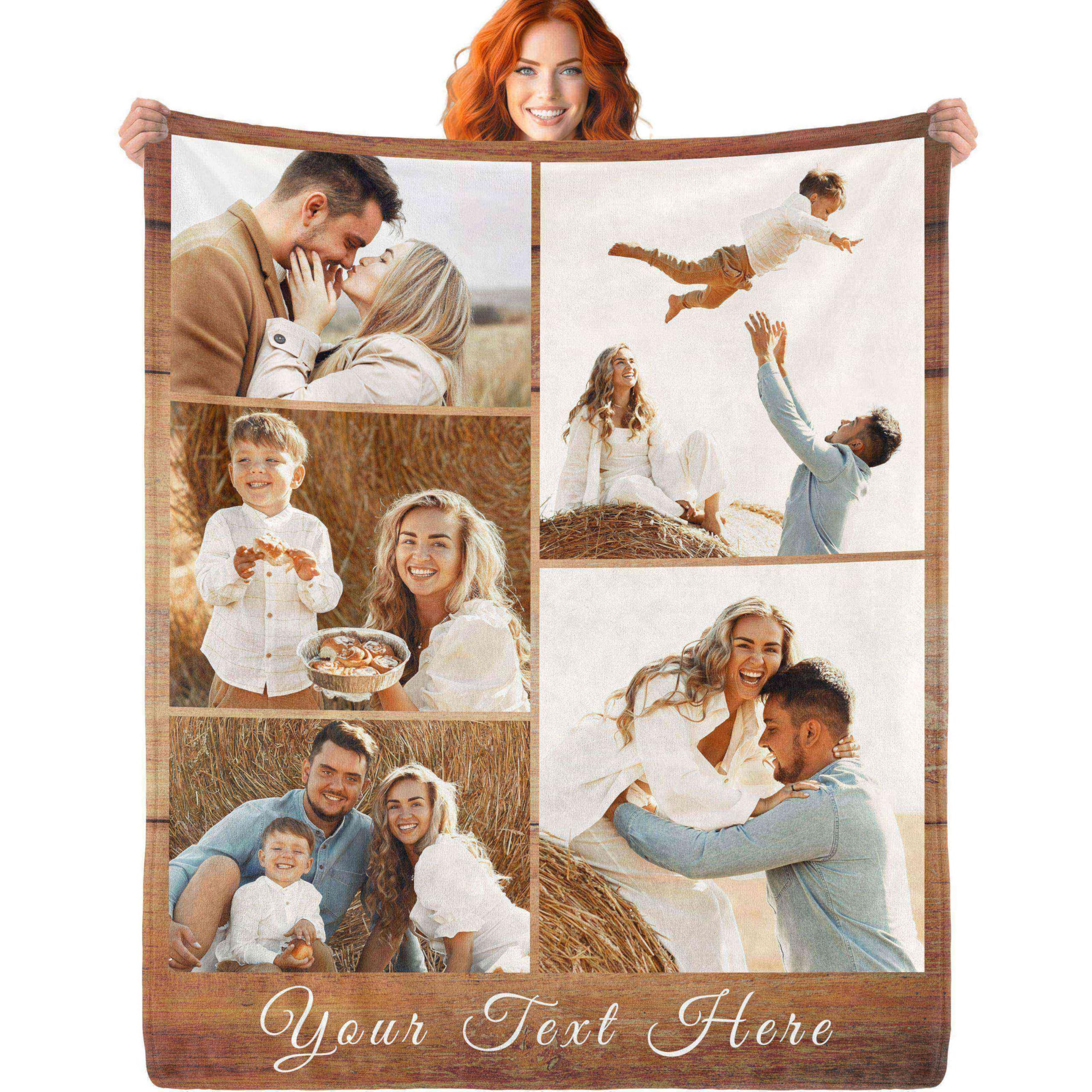 ERICAT personalised blanket with Photo Text custom blanket customised blanket Throws customisable blanket Picture Blankets customized Valentines Day Gifts for Mom Dad Couple Girlfriend Boyfriend — image 1