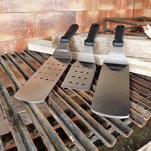 Miniatura 5 de LUPERINI. Juego de volteador para barbacoa, juego de acero inoxidable, espátula de parrilla para carne, pescado, huevo, panqueque, hamburguesa y