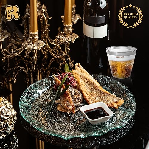 Miniatura 5 de R-kay Vasos de plástico plateados  Paquete de 100  Vasos transparentes de 9 onzas  Vasos de fiesta duros, desechables y resistentes  Vasos de