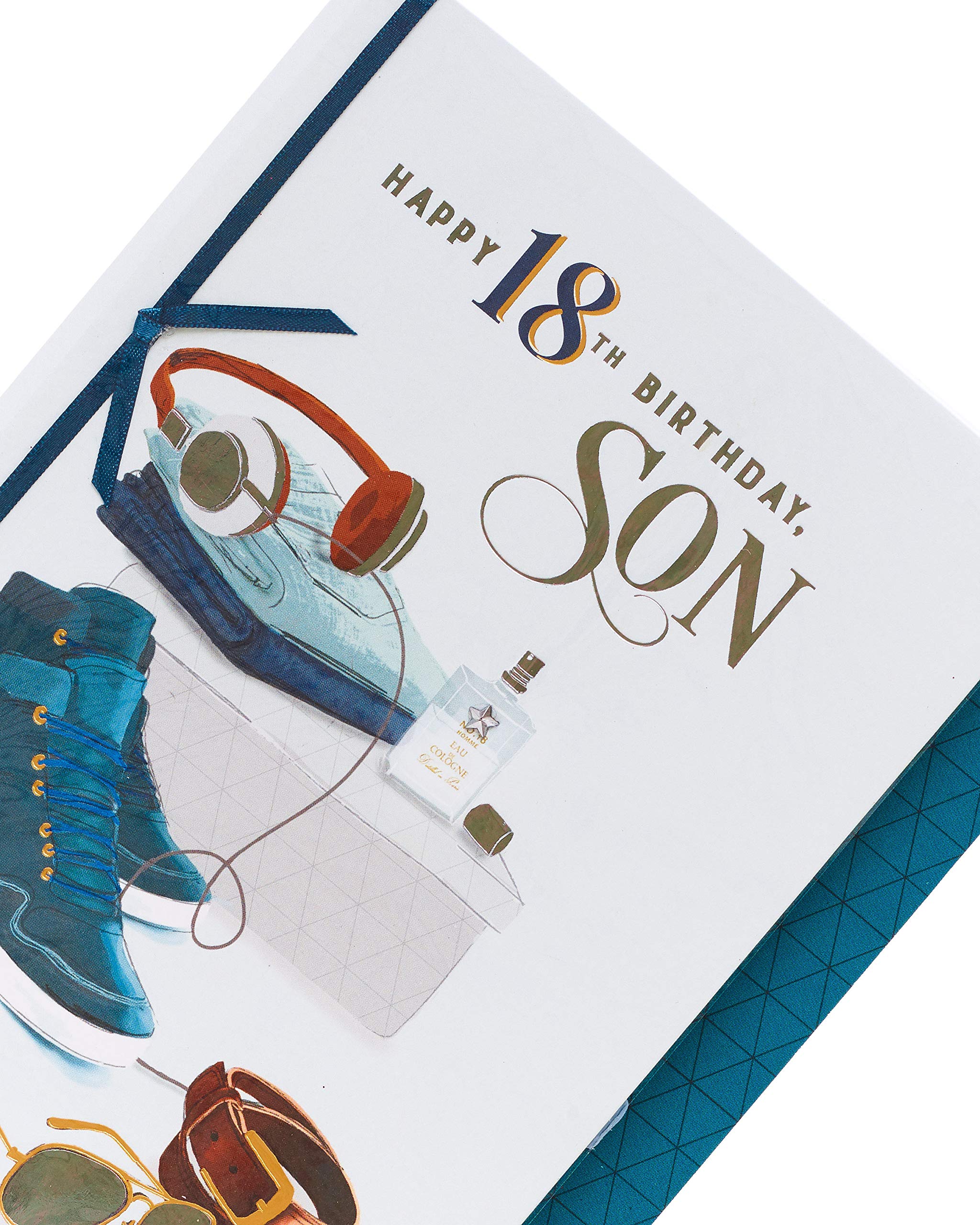 Carte D'Anniversaire Fils 18 Ans - Message Personnalisé Avec Nœud Bleu - Cadeau Émotionnel Pour Lui