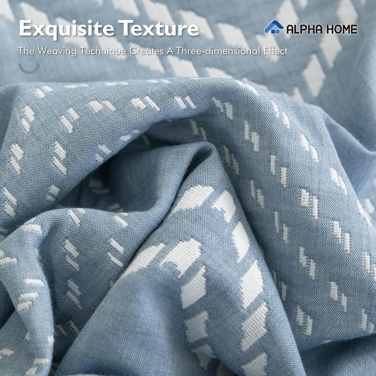 ALPHA HOME Lightweight Cotton Bedspread Coverlet Set - Breathable Summer Bedding, Farmhouse Chic Design, True-to-Size Queen/King