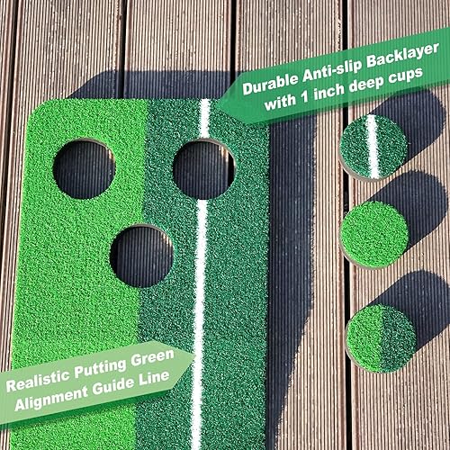 Miniatura 3 de SENSECLUB Juego de golf para pong, juego de golf verde para interiores, juegos de golf en el patio trasero, incluye alfombrilla de colocación con