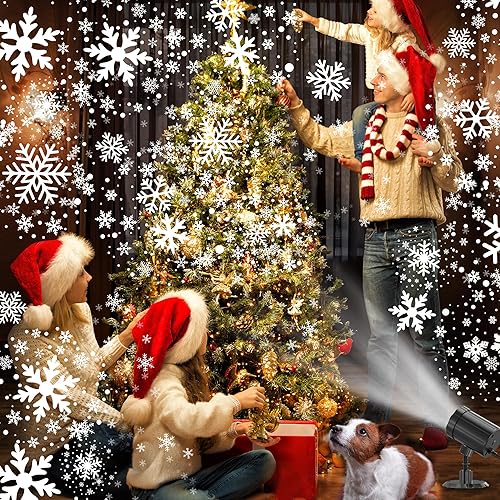 Miniatura 4 de GUSODOR - Proyector de luces de Navidad para exteriores, proyector dinámico de copo de nieve IP65, impermeable, luces de proyección de nieve para