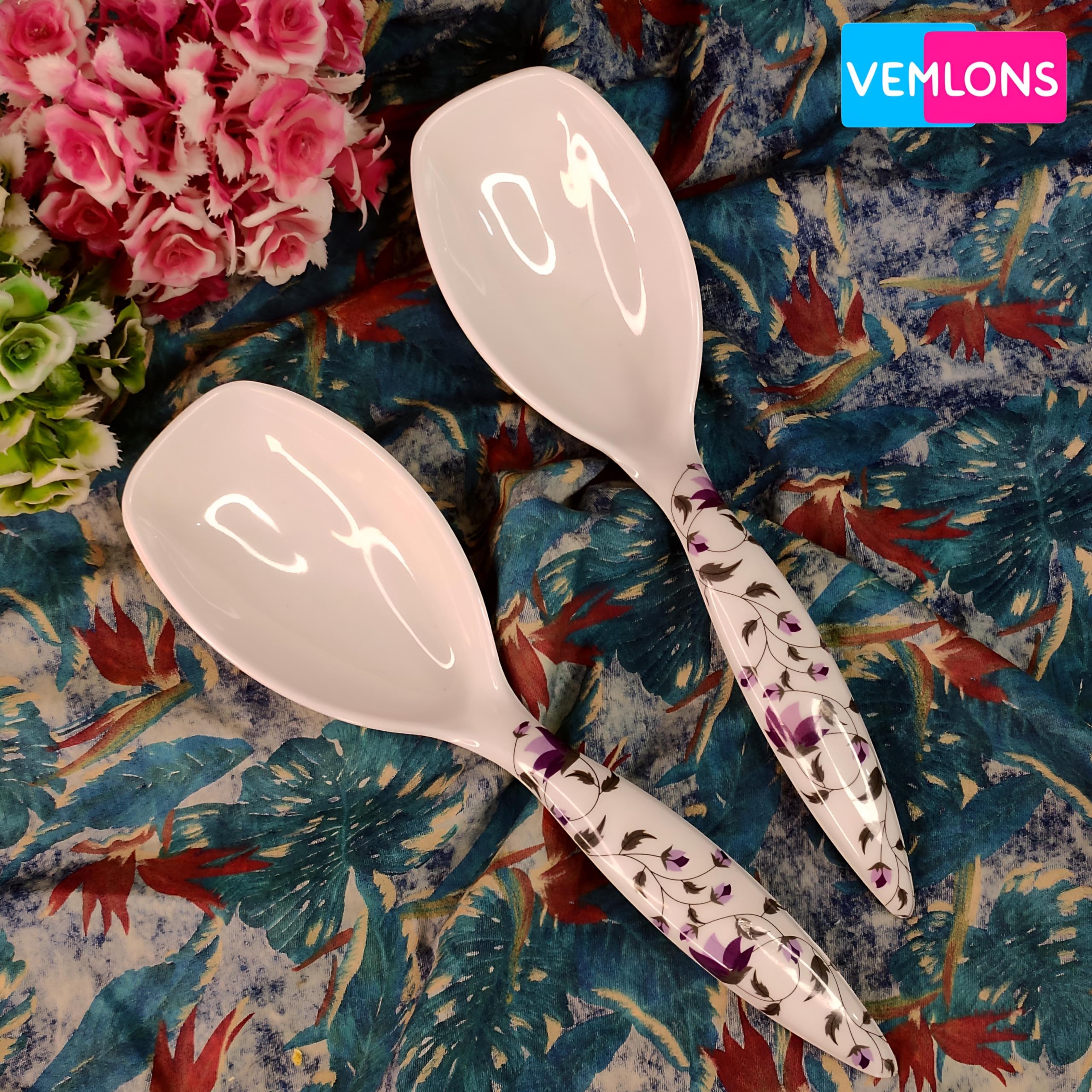 Vemlons Serving Spoon, Long Handle Serving Spoon Melamine Tableware (Set of 4) 3