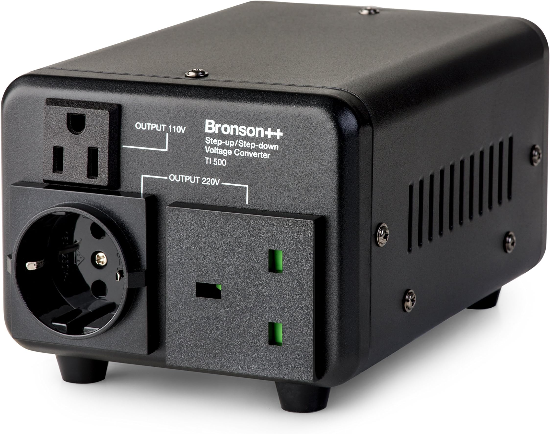 Bronson++ TI 500 (500 Watt) 220V - 110V Voltage Converter, use 500W US devices in Europe Silent Toroidal Core Step Up/Down Power Transformer Lightweight for Travel 110 USA 220-240 EU-UK volt outputs