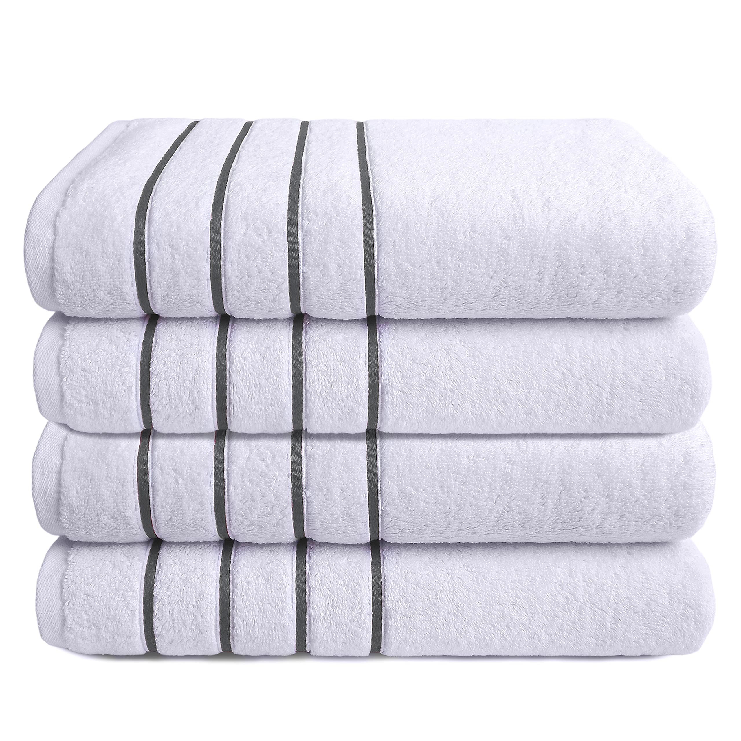 4 Packed White Bath Towel Set 100 Turkish Cotton Bath Towels 27x54 inTurkish Bath Towel Set for Bathroom