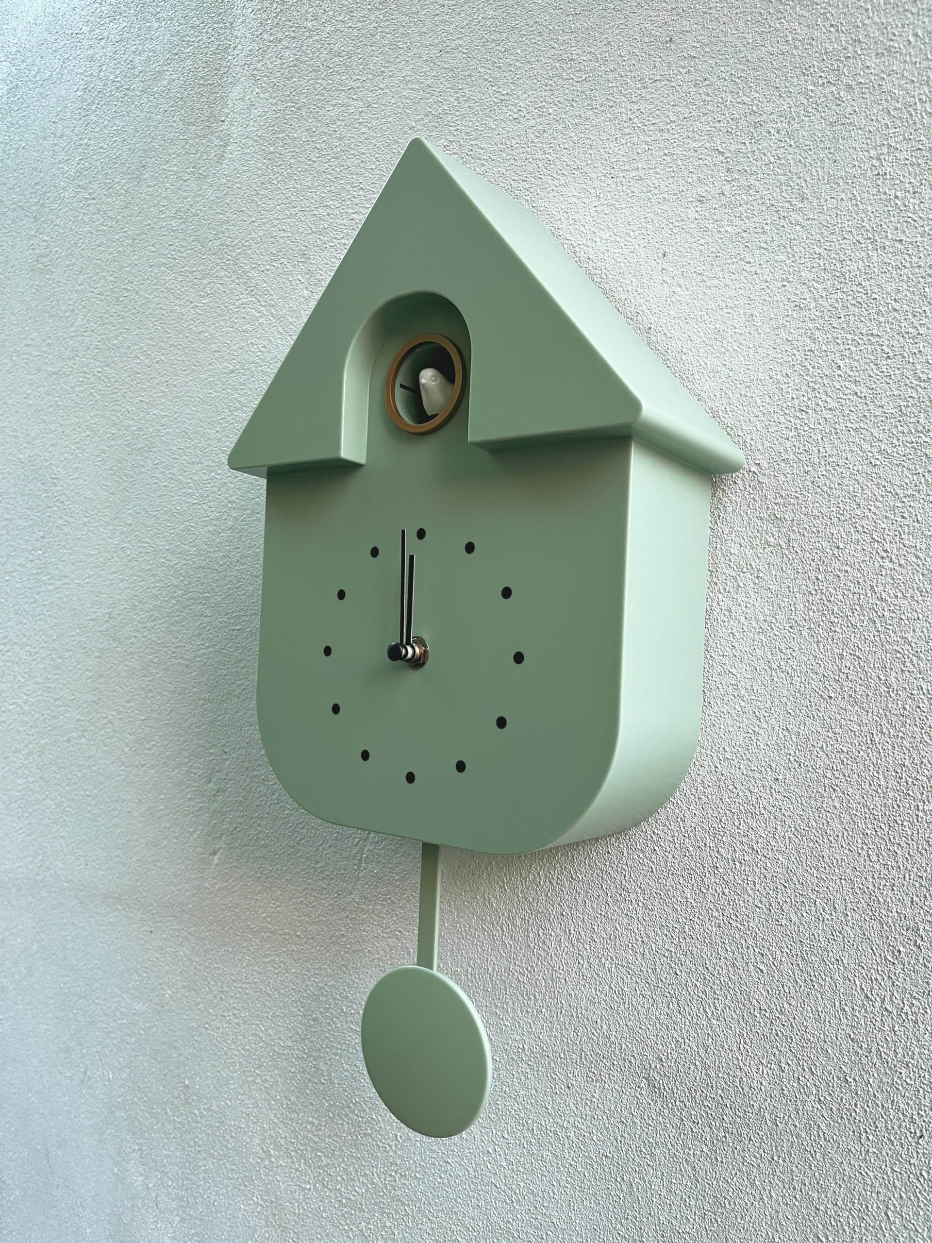 Horloge murale à coucou style chalet design moderne avec son d'oiseau en 3 couleurs (menthe), 29,5 x 21,5 x 8,5 cm