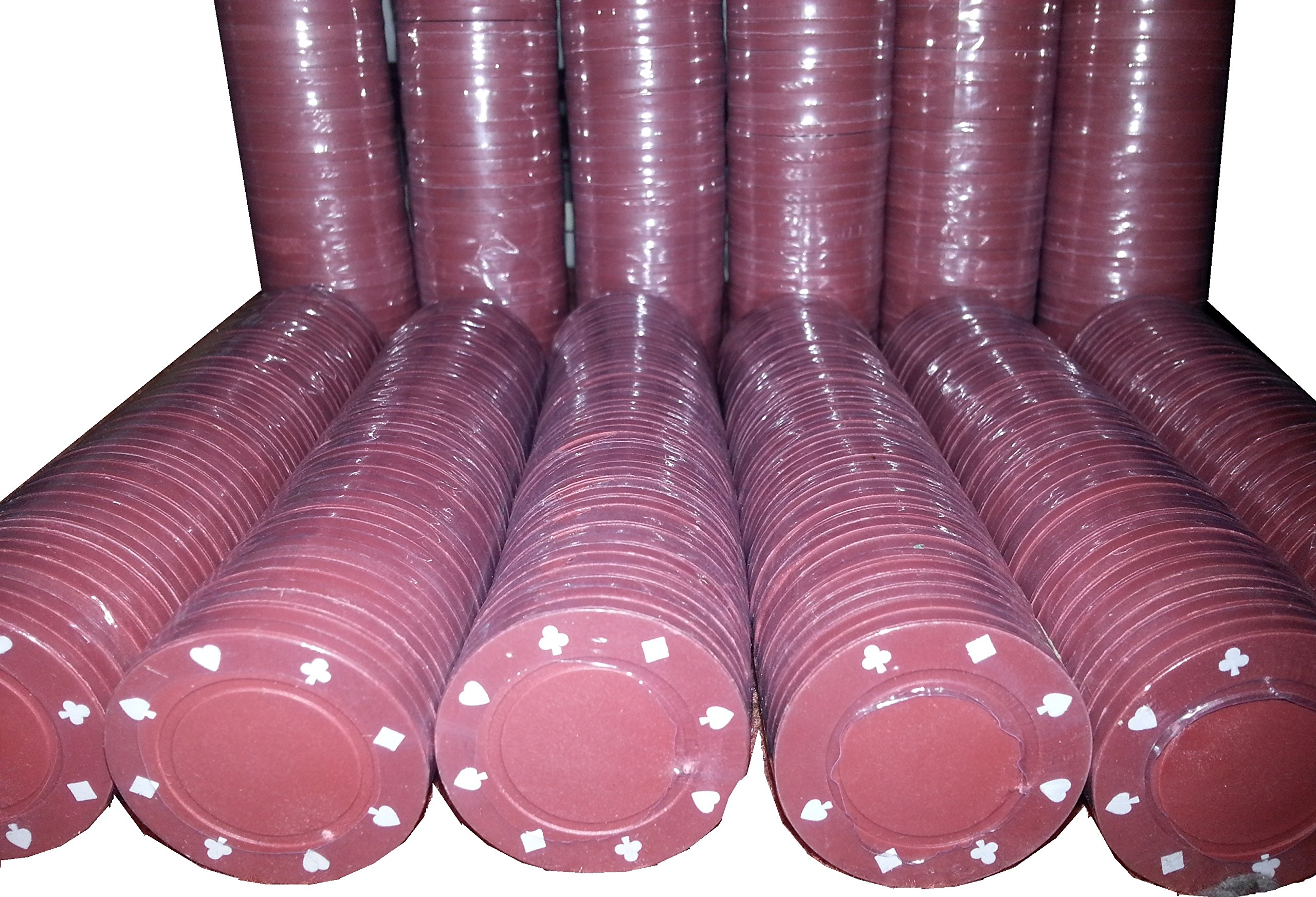 1000 x POKER ROULETTE CASINO CHIPS - SUITED DESIGNS AVAILABLE IN 5 COLOURS (Red)