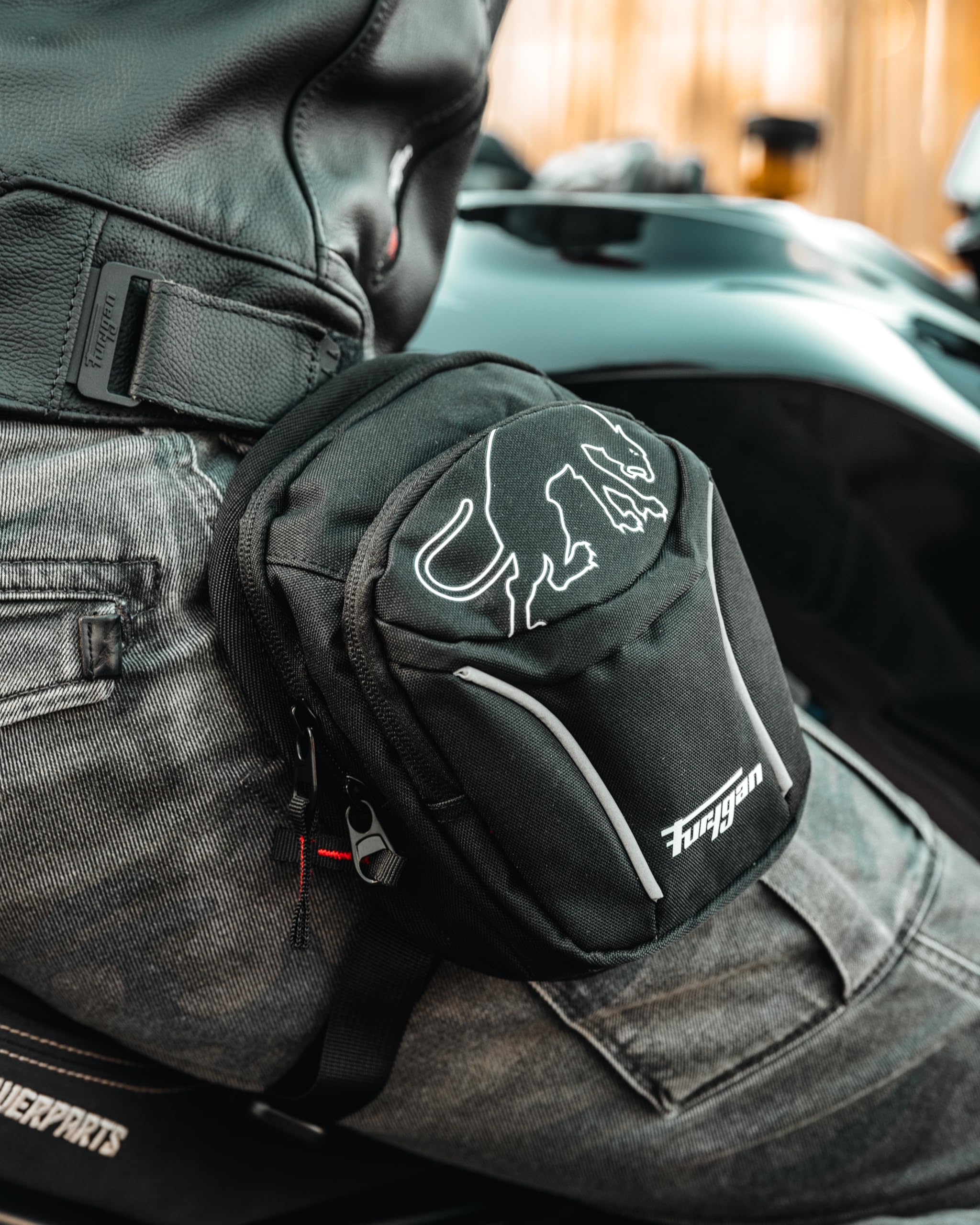 Furygan Unisex COLT EVO 2 Motorrad-BEINTASCHE Taschen Adventure,Radical,Touring,Urbain, Schwarz/Weiß, Einheitsgröße EU