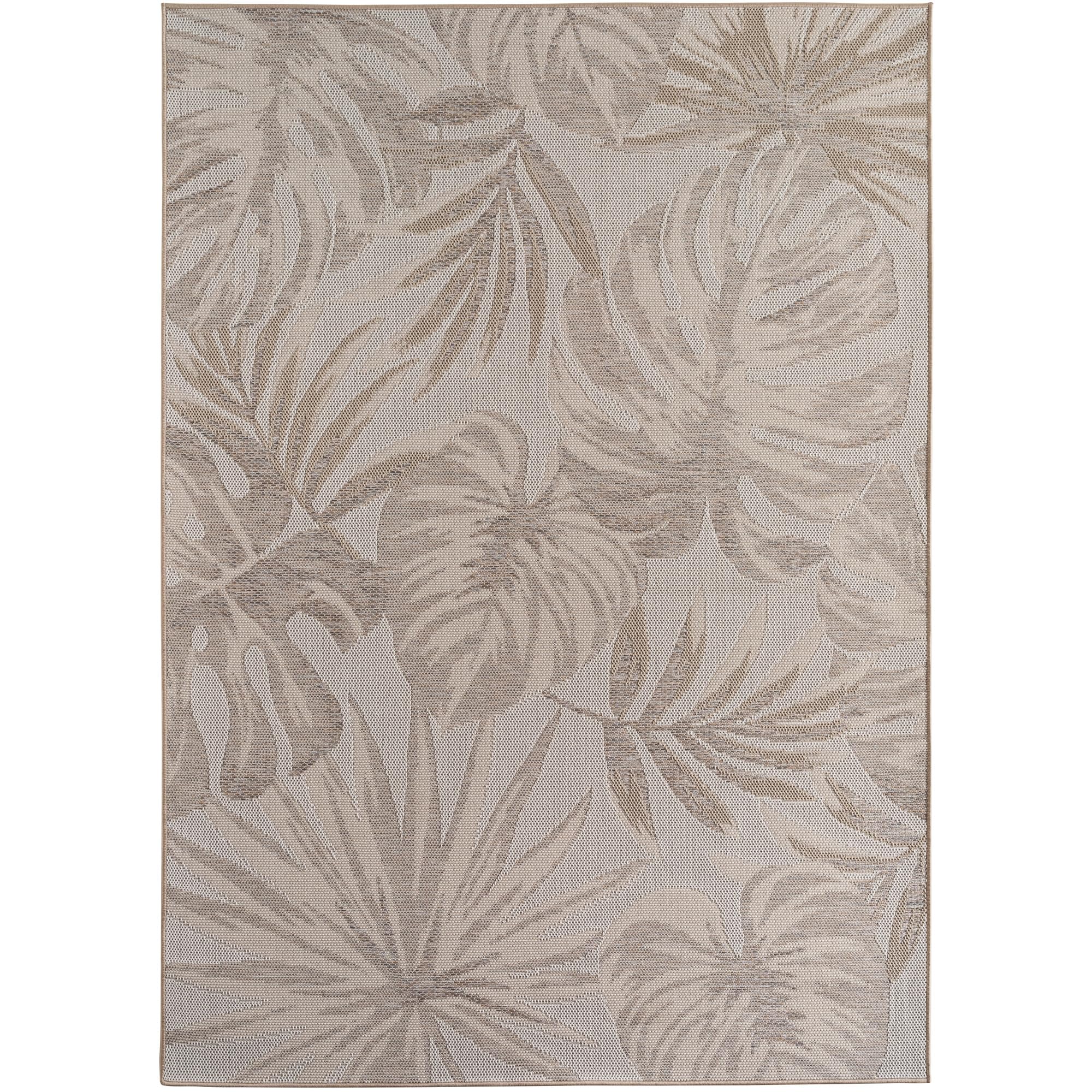 Carpetsale24 Dywan zewnêtrzny Beżowy 280x370 cm, odporny na warunki atmosferyczne, idealny do kuchni, na balkon, taras, a także do salonu i jadalni, Projekt liścia palmowego
