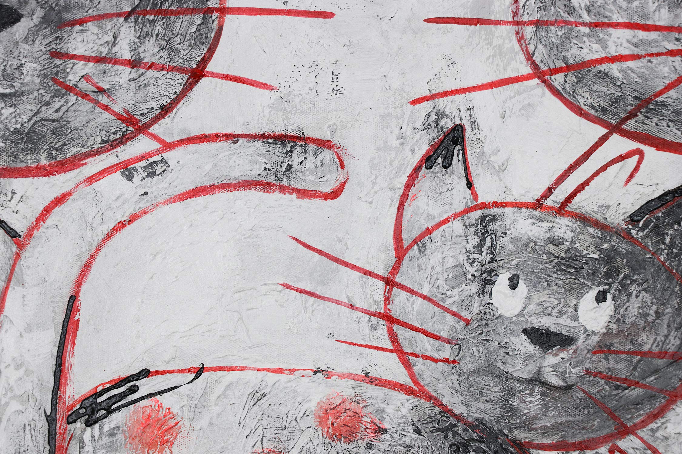 Abstrakt Acryl Gemälde auf Leinwand lustige Katzen handgemalt Wandbilder 150x50 cm