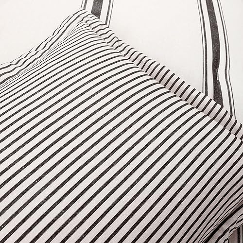 Miniatura 6 de Lush Decor Juego de edredón reversible de algodón a rayas, juego de 2 piezas, individual XL, negro, juego de ropa de cama individual, decoración de