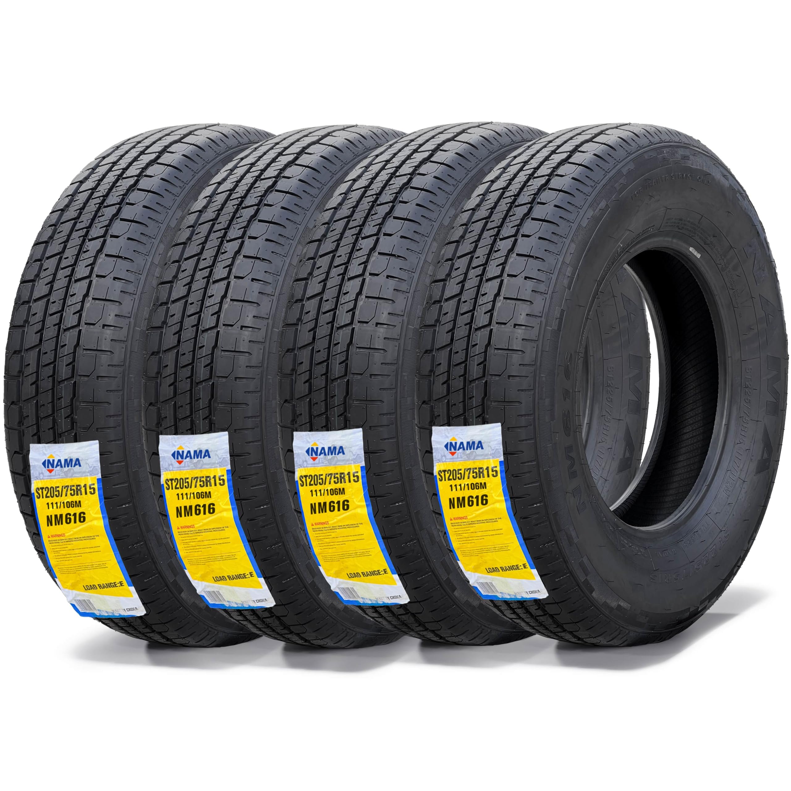 Amazon.com: NAMA NM616 Set of 4 ST205/75R15 Trailer Tires, Load