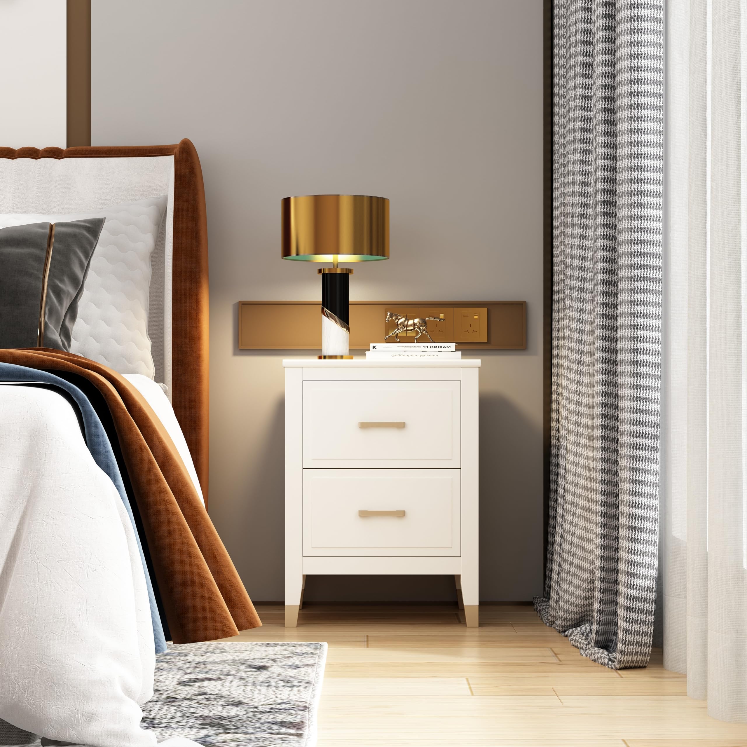 Palazzi 2 Drawer Bedside Table White