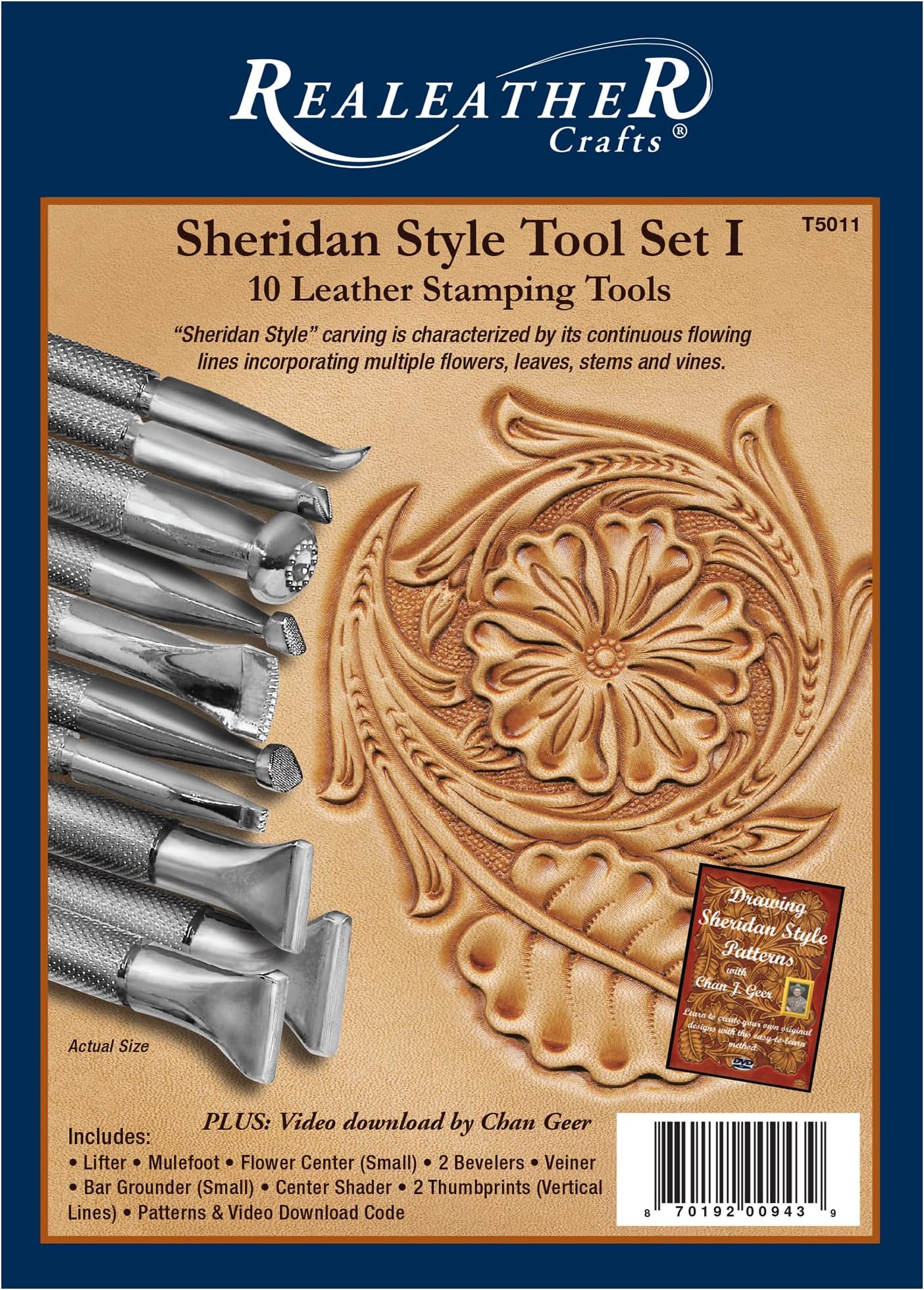 Leather Stamps Tool Set for Leather Crafting, 10 Stamping Tools, Sheridan Style Stamp Set I