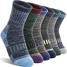 Kids Merino Wool Hiking Socks Boys Girls Toddler Thermal Winter Warm Thick Cushioned Moisture Wicking Socks 6 Pairs