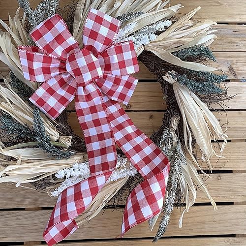 Miniatura 38 de Lazo de corona de cinta de arpillera natural, 10 pulgadas de ancho, colas largas de 18 pulgadas, granja, Pascua, otoño, invierno, Acción de Gracias