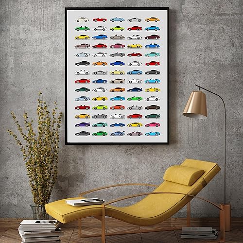 Miniatura 28 de Handmade Poster compatible with Porsche Print Wall Art Handmade Decor of the Best of Porsche Generations History Evolution (8x10" (Unframed) Satin