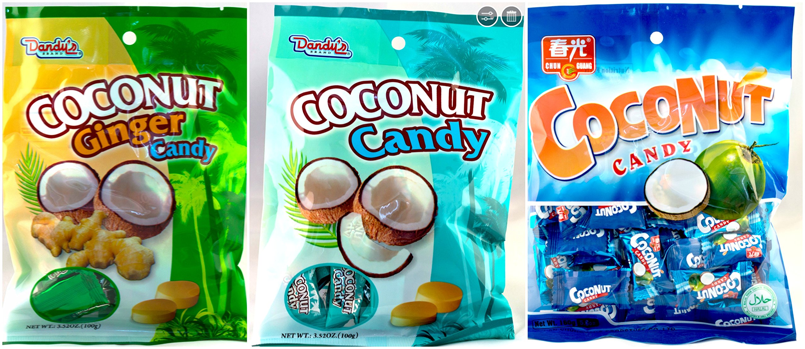 Coconut Candy Bundle - Dandy's and Chun Guang 3 pack (Coconut and Ginger)