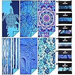 6 Pack Lightweight Thin Beach Towel Oversized 71x32 Big Extra Large Microfiber Sand Free Towels for Adult Quick Dry Travel Camping Beach Accessories Gift Sea Turtle Mandala Tie Dye Stripe Laguna