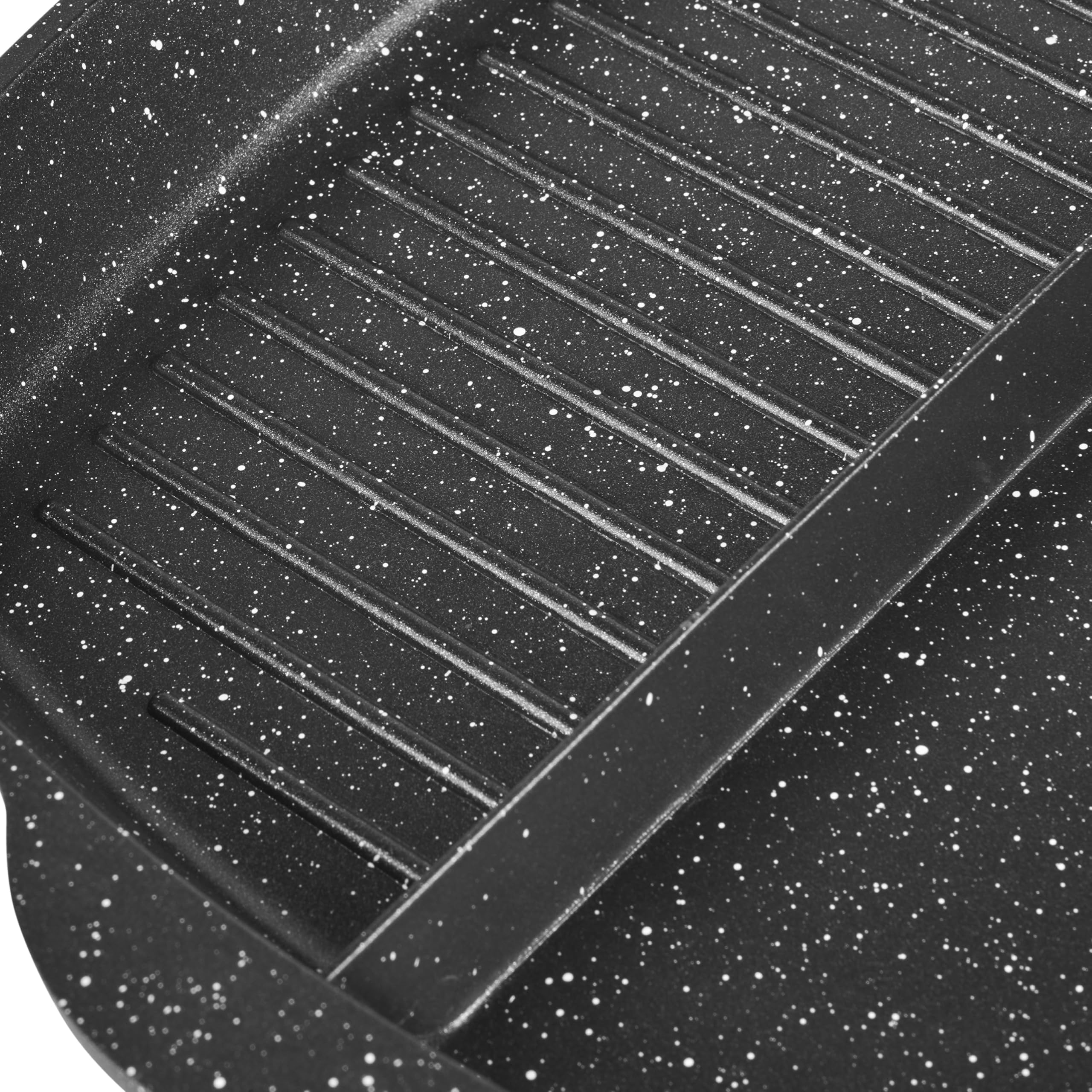 Sitram 716947 Padella 2 sezioni 26 x 26 cm per friggere e grigliare allo stesso tempo - Ghisa di alluminio nero - Padella antiaderente compartimentata - manico bakelite termoresistente - tutti i