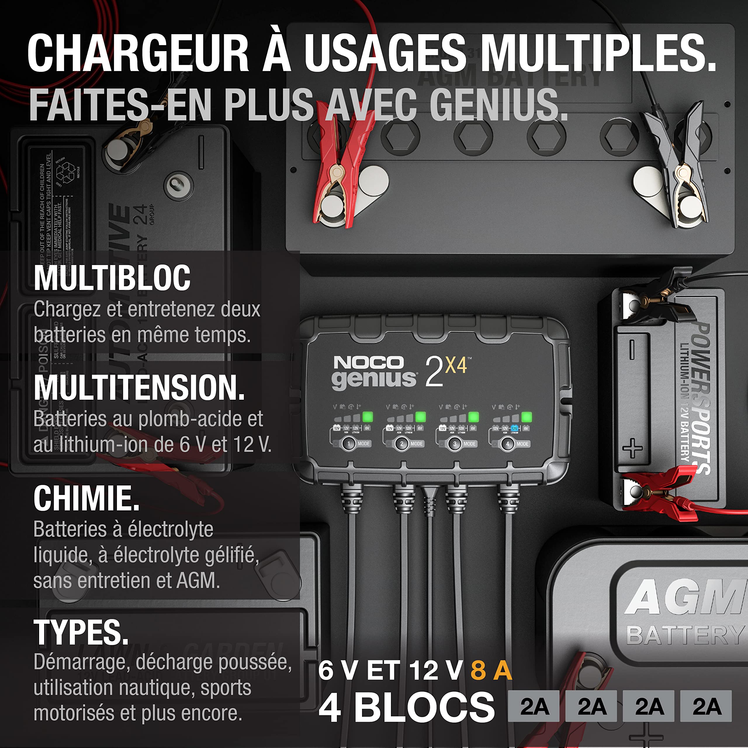 NOCO GENIUS5EU, Volledig Automatische, Slimme Oplader van 5A, Acculader 6V en 12V, Accu-Onderhoud