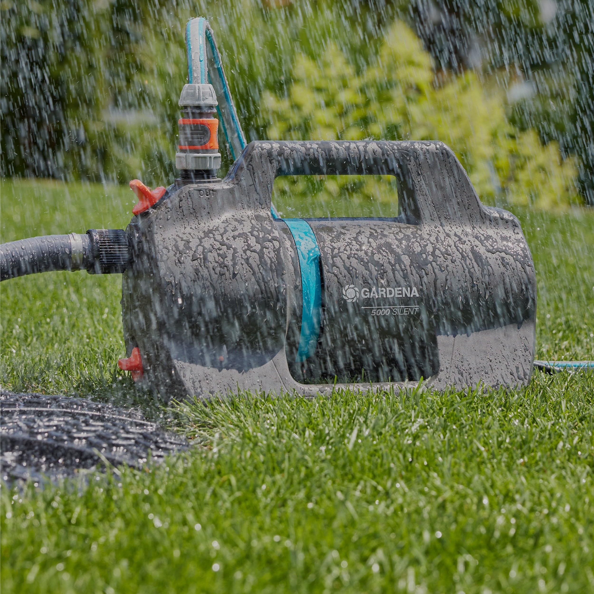 Gardena Pompa Ogrodowa 5000 Silent Pompy o 26% Większy Przepływ Przy Takim Samym Zużyciu Energii, Cicha Technologia (9080-20)