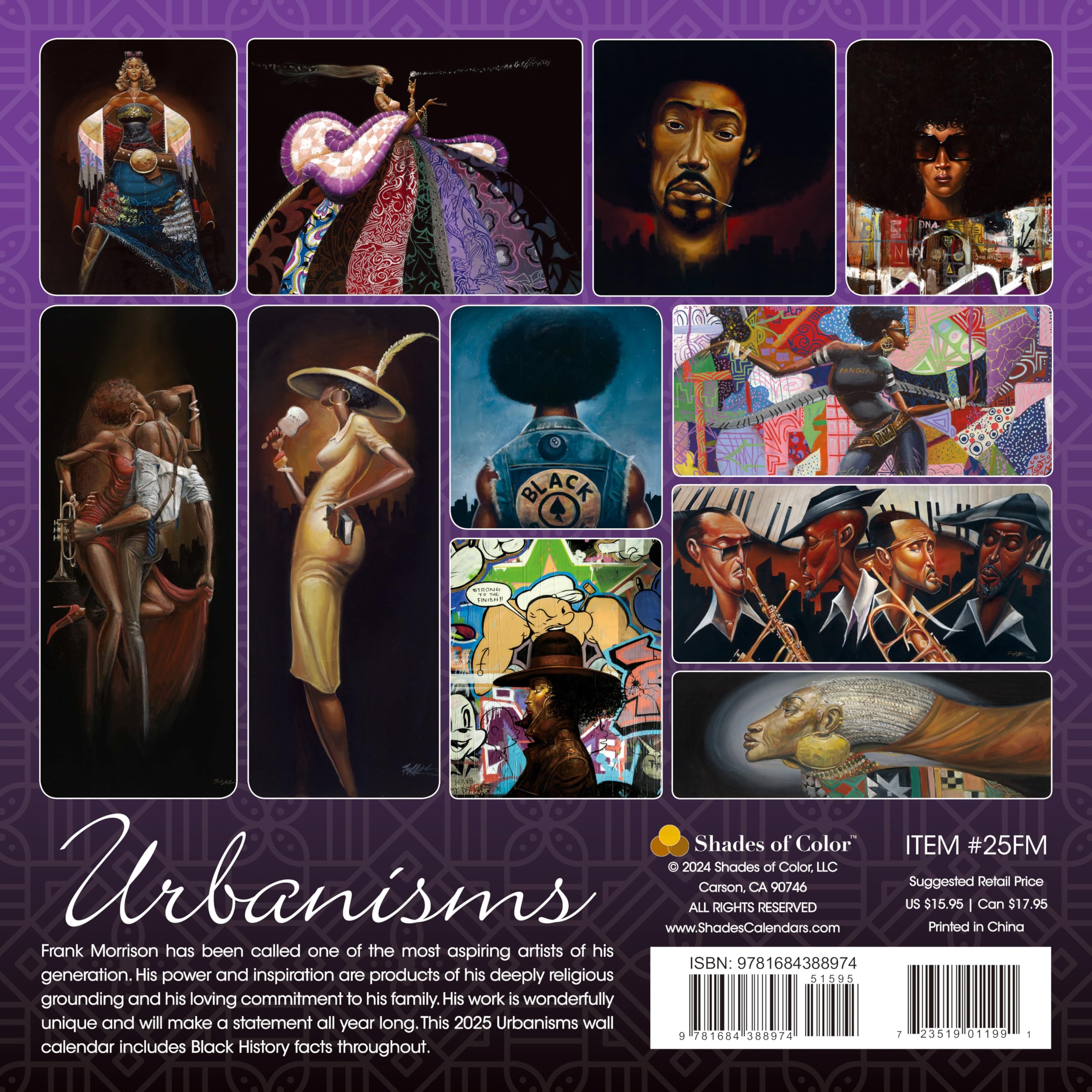 2025 African American Monthly Wall Calendar, Shades of Color: Urbanisms, Highlighting Black Culture Through Beautiful Art - Image 2
