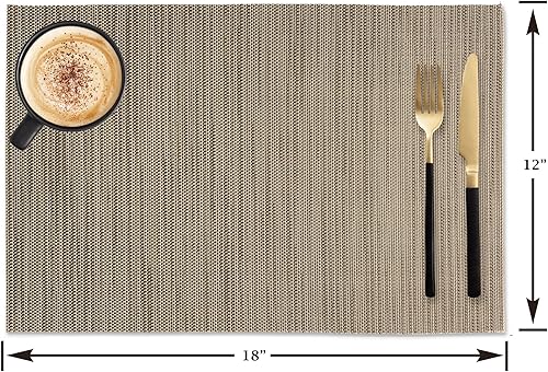 Miniatura 4 de CK Home - Juego de 4 manteles individuales estilo bambú (18 x 12 pulgadas), manteles individuales de vinilo para uso en interiores y exteriores,