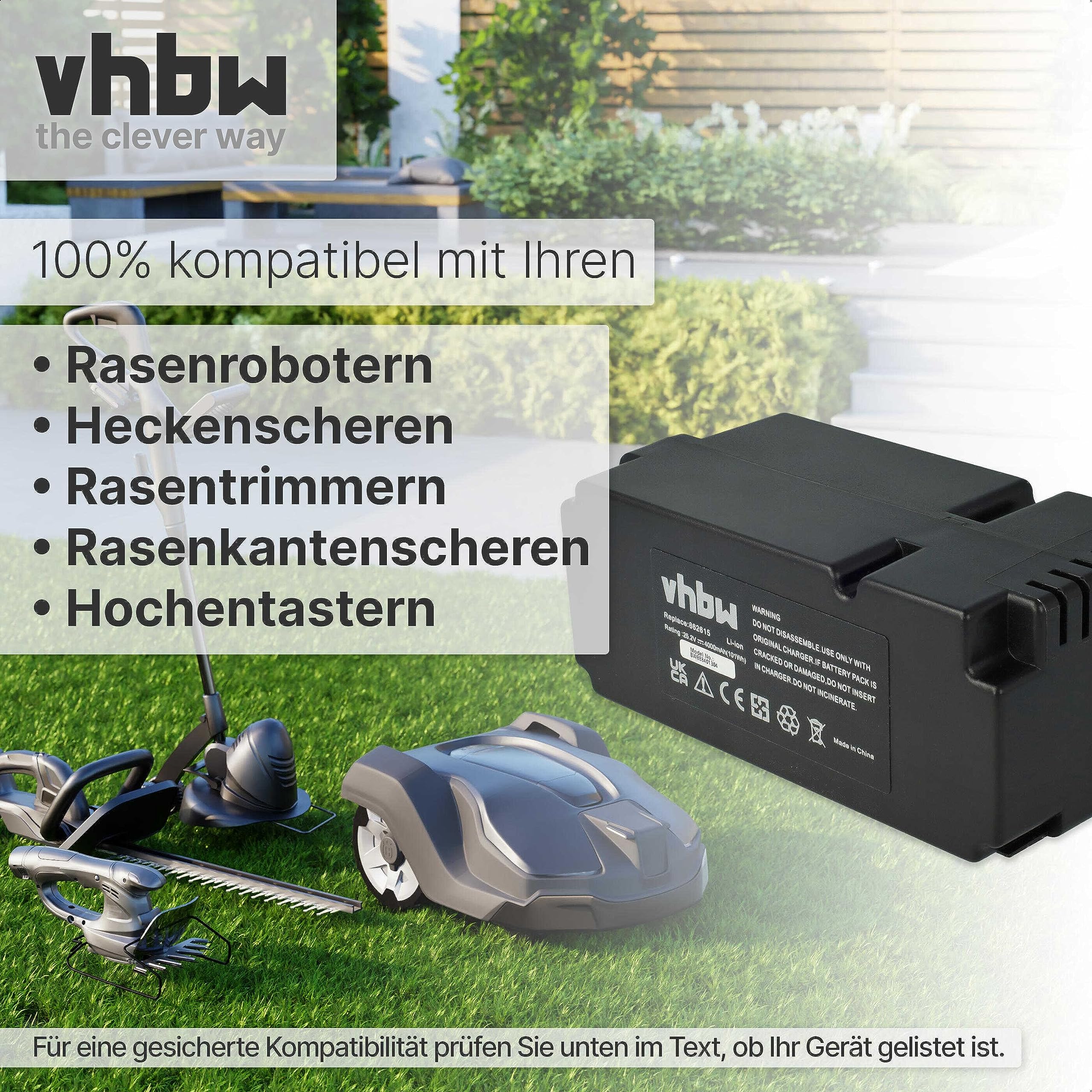 vhbw Batería Compatible con Yard Force SA900, SA800PRO, SC600ECO, X100i, SA900B, SA650B, SA600H Robot cortacésped cortacésped 4000mAh 25,2V Li-Ion
