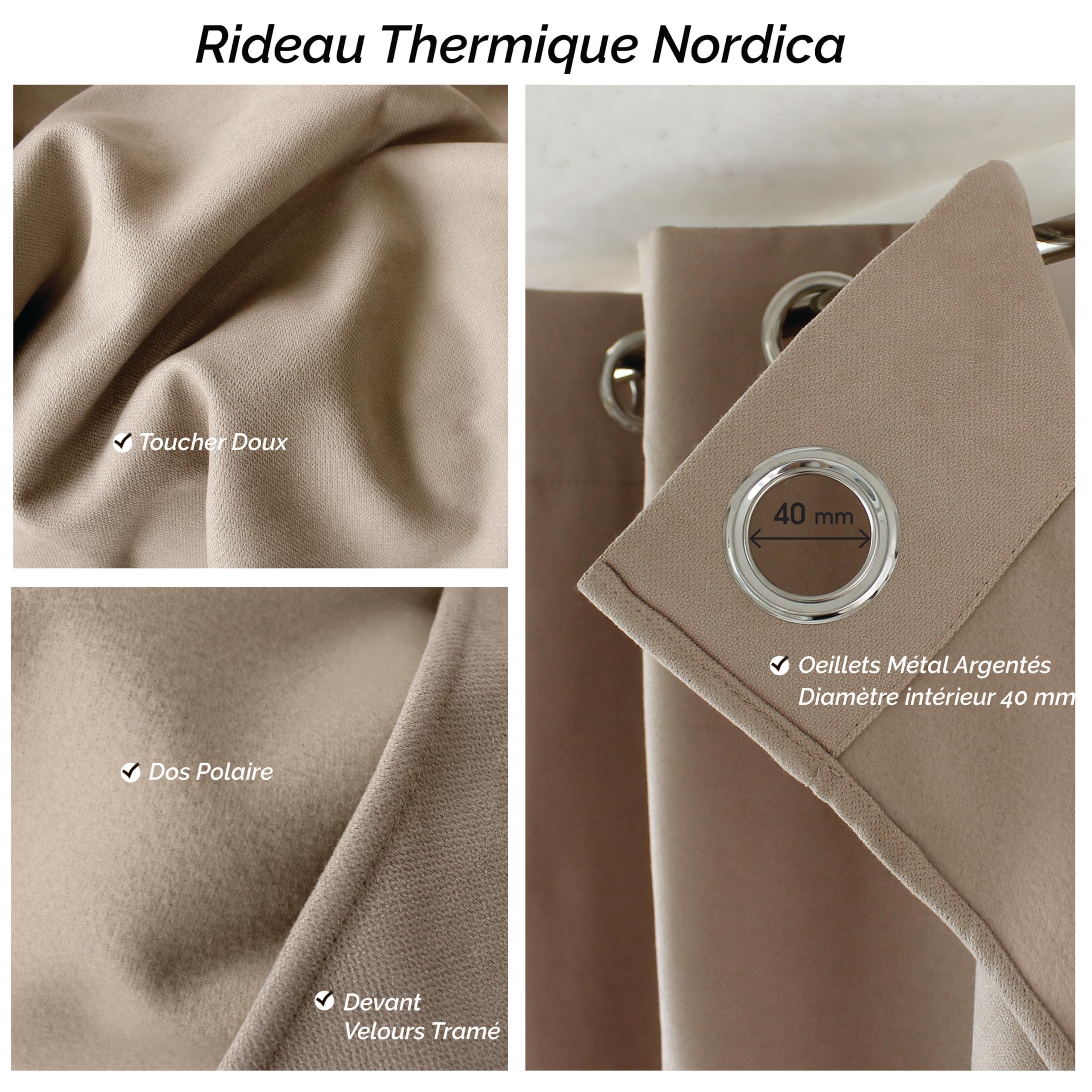 ED ENJOY HOME Rideau Thermique Occultant avec Œillets, Jaune Moutarde, 135x240cm, 100% Polyester, Velours Tramé, Doublure Polaire, Collection Nordica
