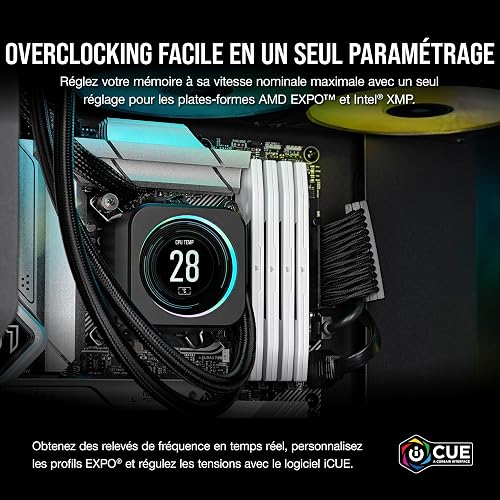 CORSAIR VENGEANCE DDR5 RAM 32GB (2x16GB) Up to 6400MHz CL36-48-48-104 1.35V AMD EXPO Intel XMP 3.0 Desktop Computer Memory – White (CMK32GX5M2B6400Z36W) - 4