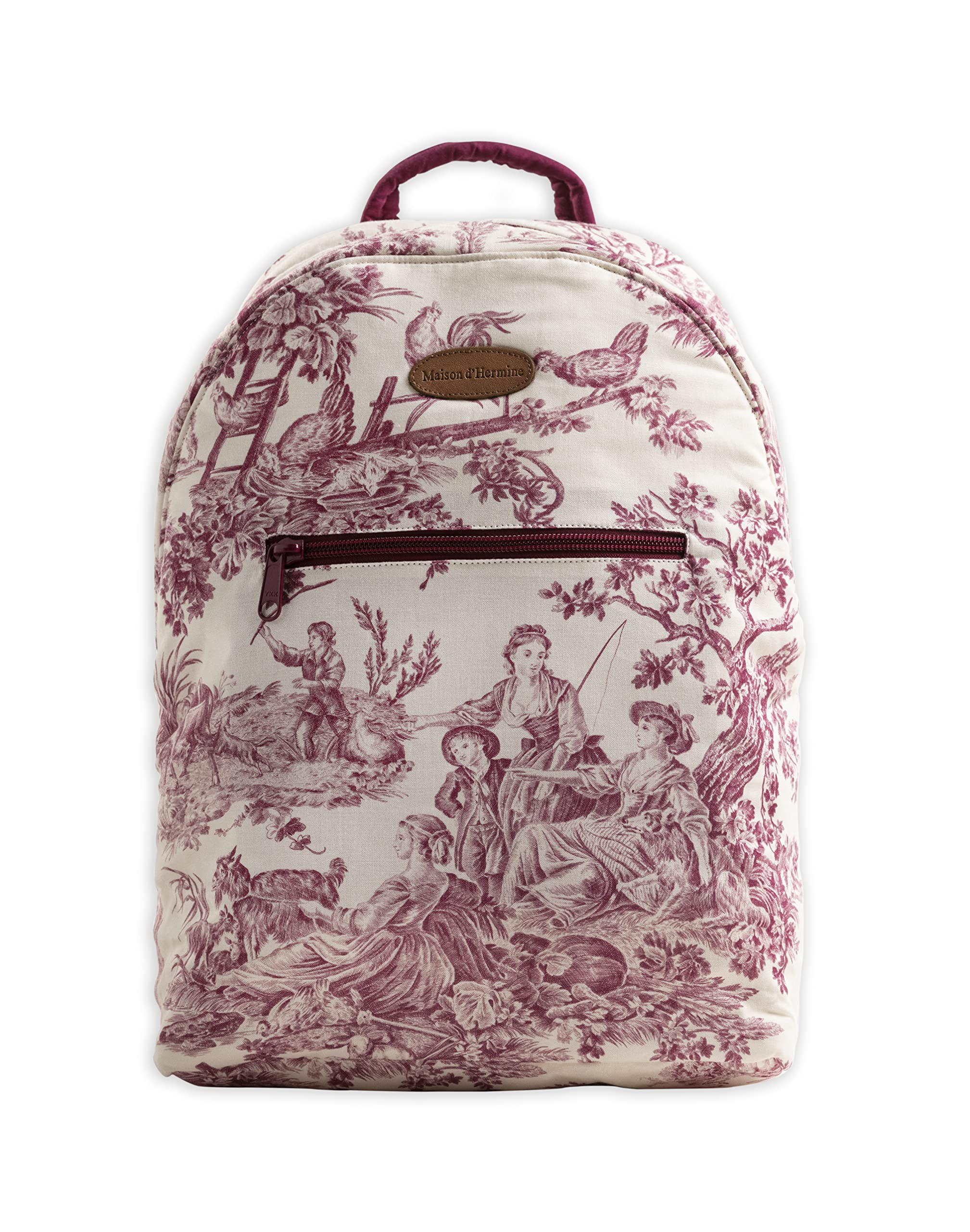 Maison d' Hermine Backpack for Women Men Cotton Shoulder Multipurpose Rucksack with Small Pouch Lightweight Multi Pocket Bag for Travel Work Beach Daypack Perfect for Gift (The Miller - Red)