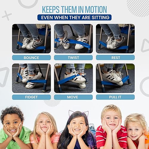 Miniatura 6 de Chair Bands with Fidgety Feet – 24 Pack Anti Slip Chair Bands for Classroom Chairs, Feety Bands, Sensory Flexible Bands, ADHD Chair Bands for kids -